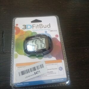 3D FitBud Simple Step Counter Pedometer Model A420S +Lanyard & Clip -NEW-SEALED